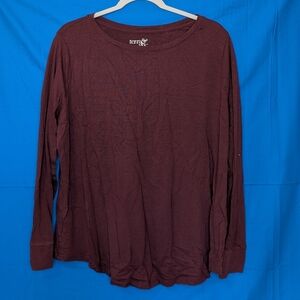 Terra & Sky Maroon Long Sleeve Tee 1X Cotton / Modal